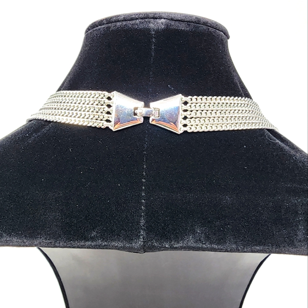 Vintage Monet Multi Strand Silver Box Chain Necklace - Picture 10 of 14